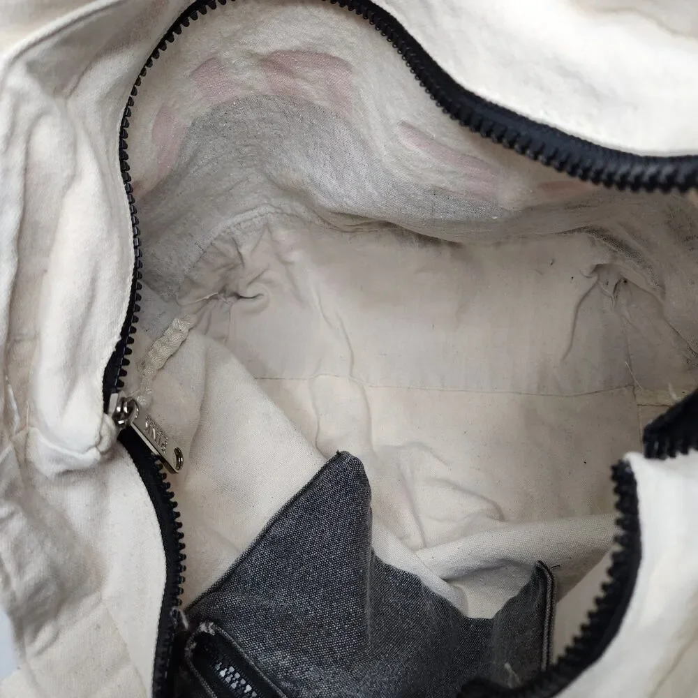Victoria's Secret LOVE PINK Tote Bag Canvas/Gray Distressed Denim with Zipper